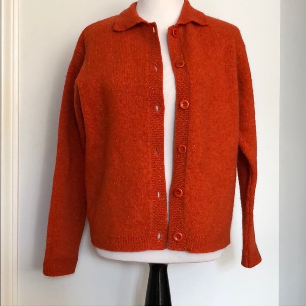 Vintage LL Bean Orange Wool Cardigan